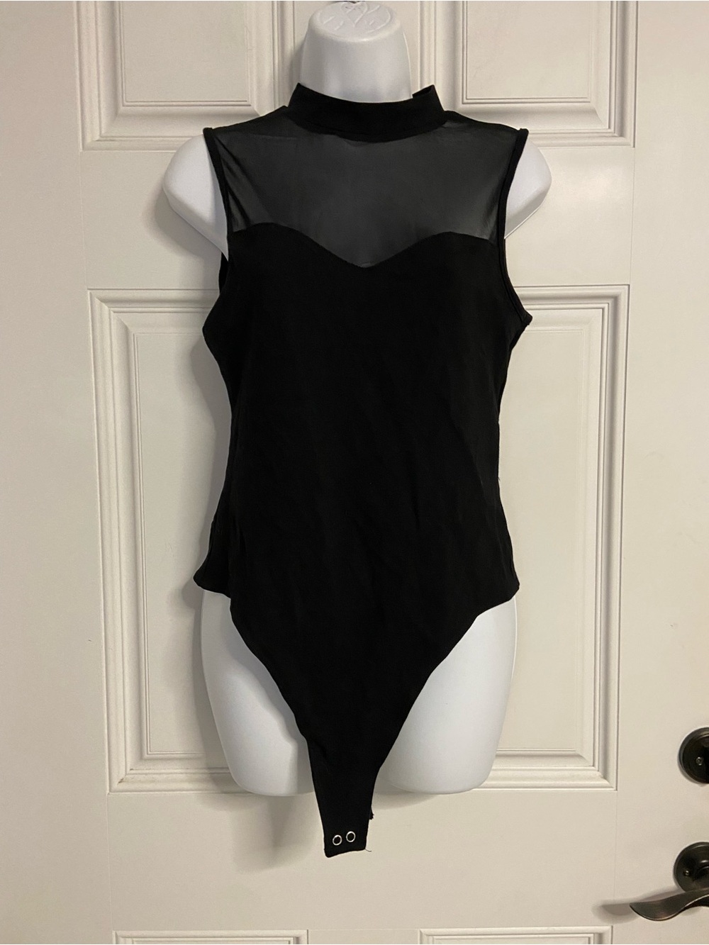 GUESS Black Sweetheart Mesh High-Neck Bodysuit